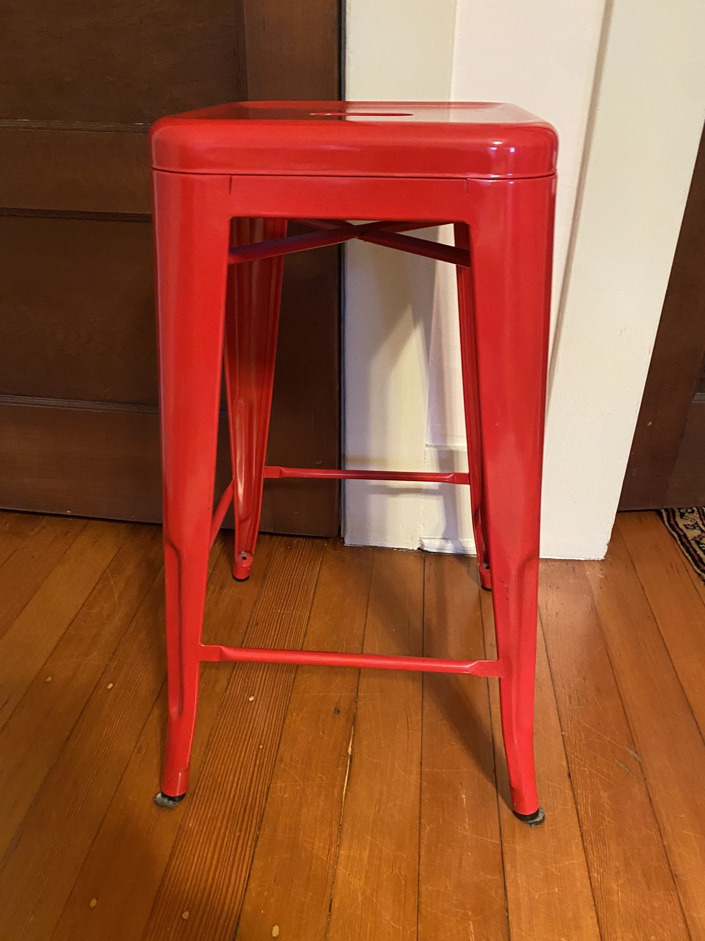 Red Metal Stool