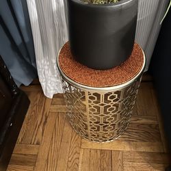 Modern Geometric Metal Drum Side Tables