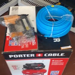 Porter Cable 6G. Compressor 18 GA BOSTITCH  Blue Hose 100 FT