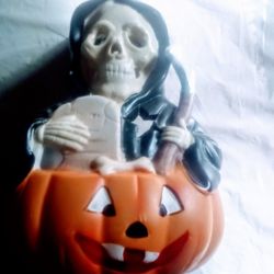 +Grim Reaper tea light +ceramic candle holder

