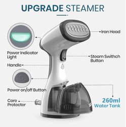 Steamer for Clothes, Kolohoso 1500W Fast Heat Up Handheld Garment Steamer, Portable Travel Clothing Fabric Steamer with Upgraded Nozzle and 260ml Wate