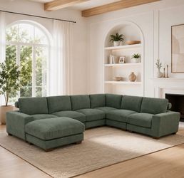 NEW Green Corduroy Sectional Couch