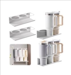 4 Pack Magnetic Cup Holder for Fridge 30 & 40 oz Tumbler - Heavy Duty, Car & Office Mount - Water Bottle Organizer for Metal Surfaces - No Drill Cup A