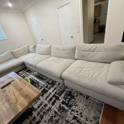 Large L-shaped Sectional Sofa Light Beige