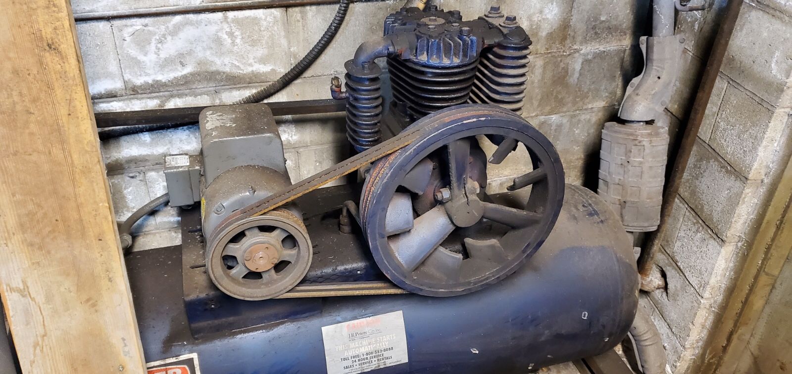 BALDOR 5 Hp Vertical Compressor, Made In Usa, Moving, Muscle Cell, Working Condition,