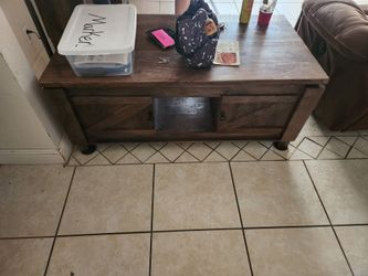 Rustic Wood TV Stand with Cabinet Doors