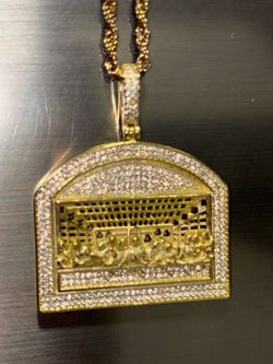 rope chain Last supper, gold plated pendant with rope chain