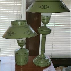 Vintage 1950s Tole Lamps- Pair