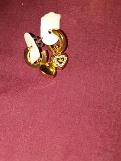 Michael kors and Gold Hoop Earrings with Heart Charms