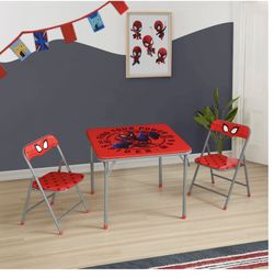 Marvel Spiderman Kids' 3-Piece Table and Chairs Set, Red
