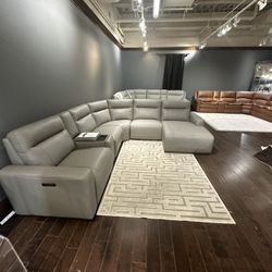 Leather Sectional Sofa Reclining Power 