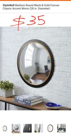 Round brown and golden convex accent mirror