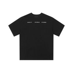 Team Wang Slogan Letter Print Short Sleeve T-Shirt Black 