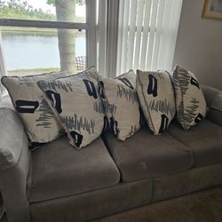 Grey Velour Hide-A-Bed