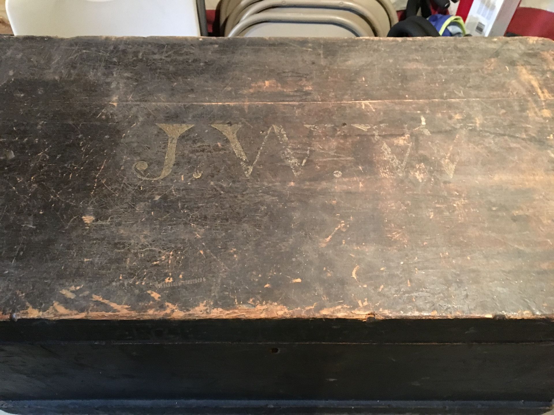 Aged antique wood chest