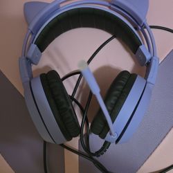 Purple Cat Ear Headset With Mic