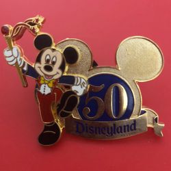 Disneyland 50th Anniversary Pin: Mickey Holding Baton