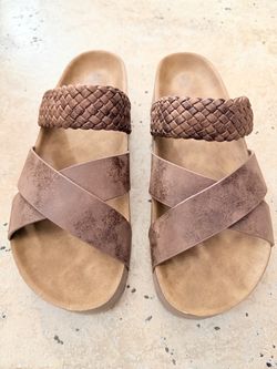 NEW Faux Leather Brown Sandals size 8
