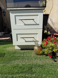 White 2-Drawer Nightstand with Stone Top