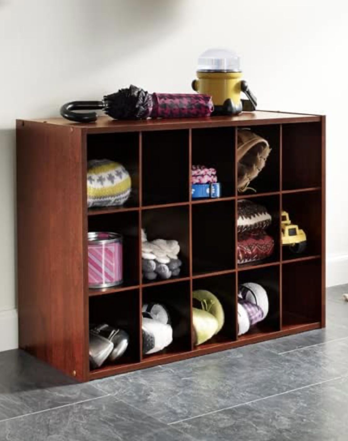 NEW ClosetMaid 15 Cube Stackable Storage Organizer for Shoes, Bags, Crafts, Hobbies with Wood Shelves for Closet, Entryway or Mudroom, Dark Cherry