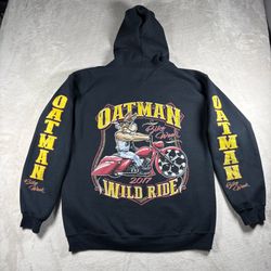 Y2K Harley Davidson Men’s L Black Faded Hoodie Oatman Wild Ride Sleeve Style#1A