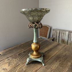 Antique metal & Glass candle Holder