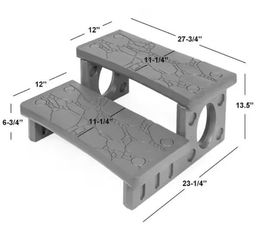 75261Gray Plastic 2-Step Spa Hot Tub Steps