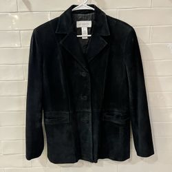 Vintage Black Suede Liz Claiborne Blazer Jacket Sz Large