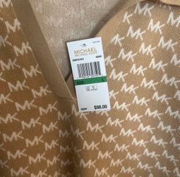 Michael Kors Khaki & Cream Monogram V‑Neck Top
