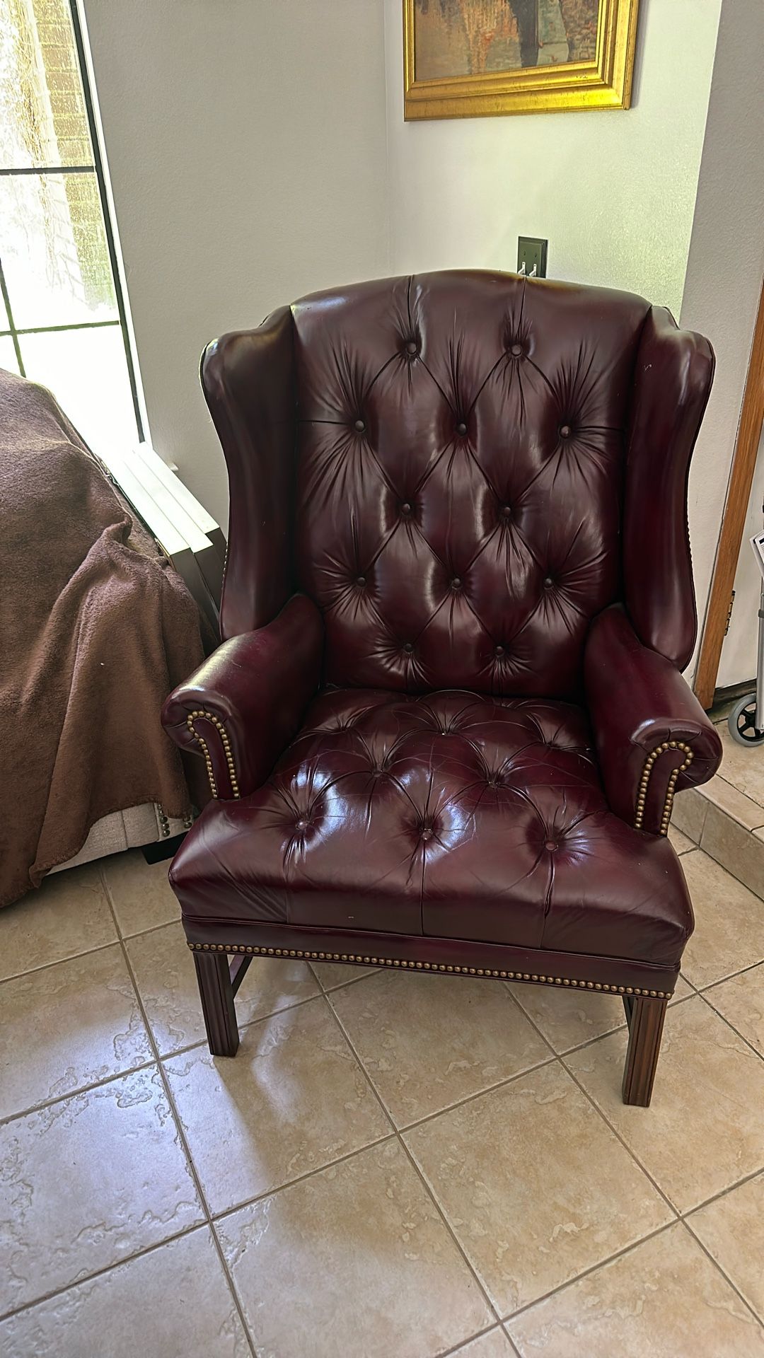 Vintage Burgundy Leather Office Chair
