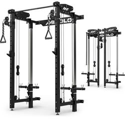 Wall Mounted Foldable squat rack with dual pulley