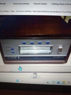 Vtg Zenith Solid State Quadraphonic 8 track Player