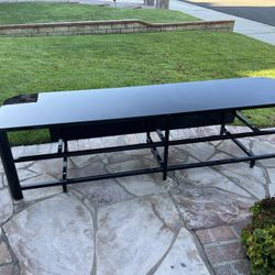 Glass & Metal Black TV Stand Entertainment Center