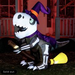 6ft Halloween  Inflatable Skeleton Flying Witch T-rex 