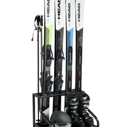 Heavy Duty Ski Rack Stand - 4 pair Organizer for Skis & Equipment