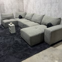 Grey 5 Pc Modern Modular Sectional Sofa 