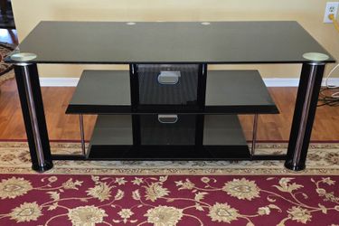 Chrome & Black Glass TV Stand