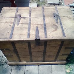 Antique wood trunk