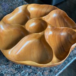 MONKEY POD WOOD PLATTER SERVING DISH VINTAGE LAZY SUSAN WOODEN TRAY BLAIR HAWAII MONKEY POD OBO