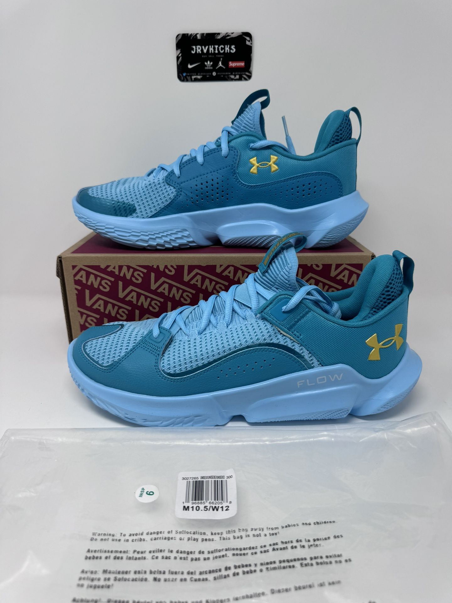 Under Armour UA FUTR X 3 UAA Basketball Teal Sky Blue Metallic Gold Size 10.5