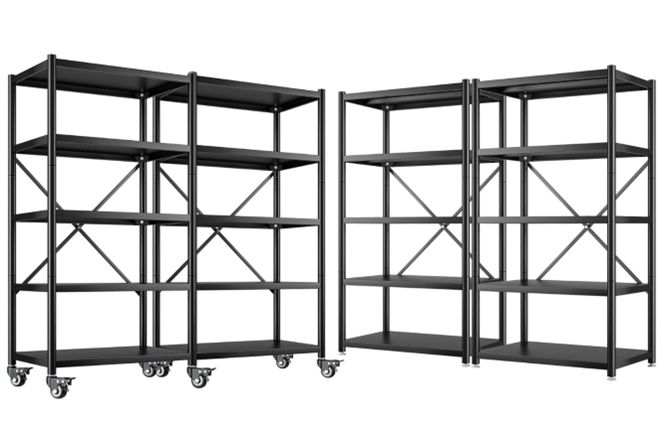 REIBII Adjustable 5 Tier Metal Storage on Wheels $60 ea / $200 set of 4