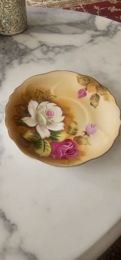 Vintage Lefton China 6" Hand Painted Rose Plate Saucer Crown Mark Japan