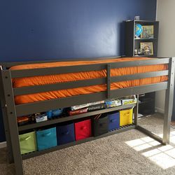 Kids Loft Bunk Bed With Storage Bins