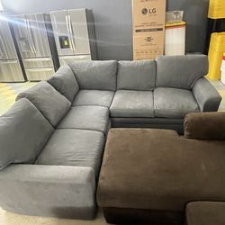 Living Spaces Grey Sectional Couch 