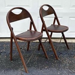 Pair Of 1920s Vintage Louis Rastetter & Sons Kumfort Folding Chinoiserie Chairs