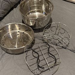 Set of steamer baskets, trivet insert and egg holders for instant pot or other pots - lot of 4 items