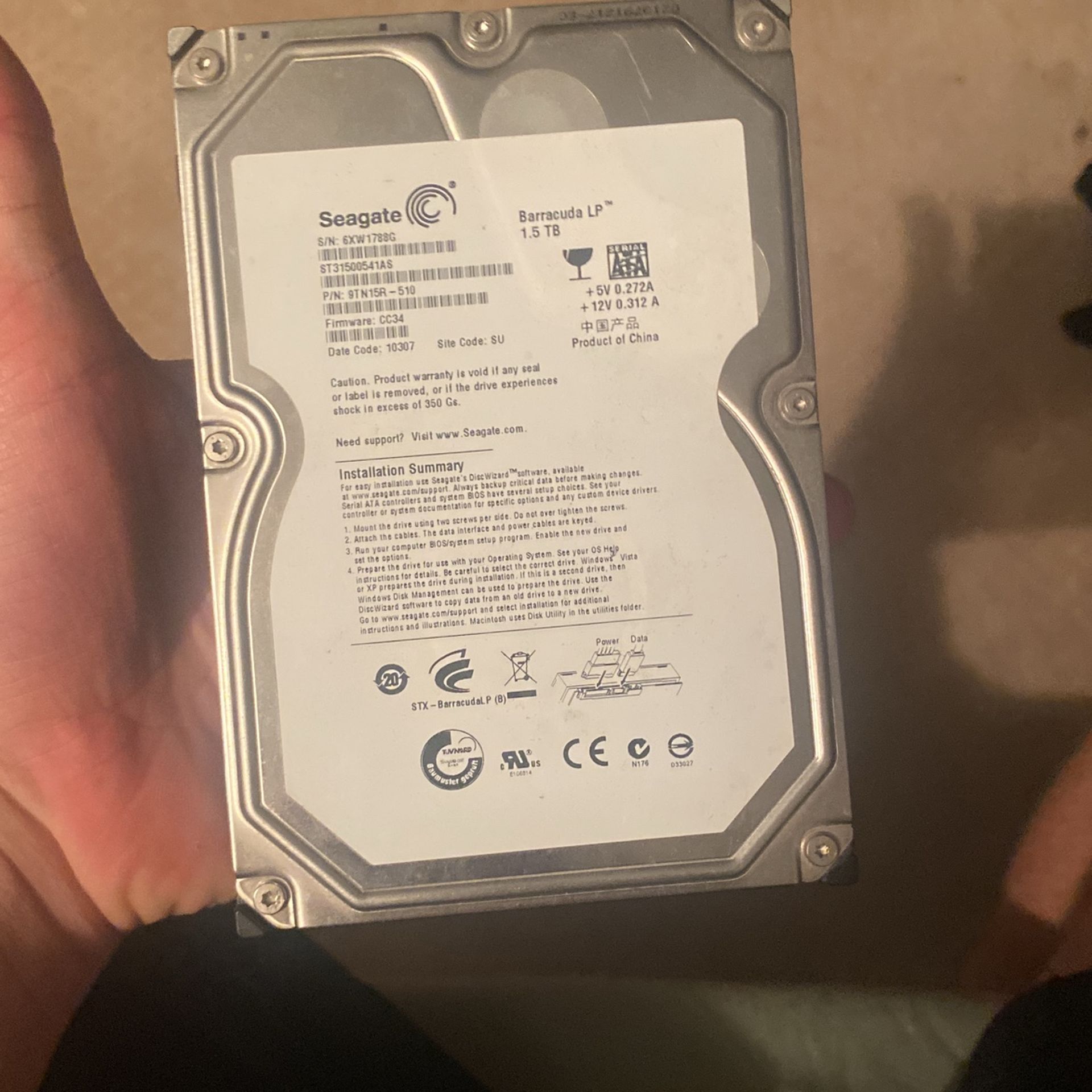 SEAGATE 1.5TB High Spec
