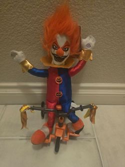 Halloween Scary Clown Doll on Tricycle