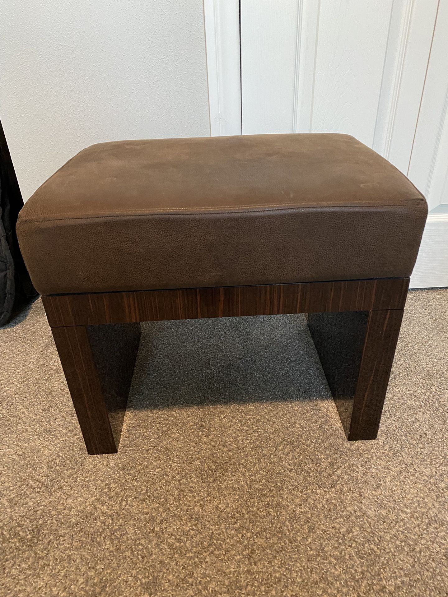Leather Ottoman Brown Leather