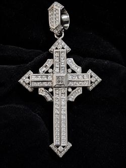 New Silver 925 Diamond Cross Pendant